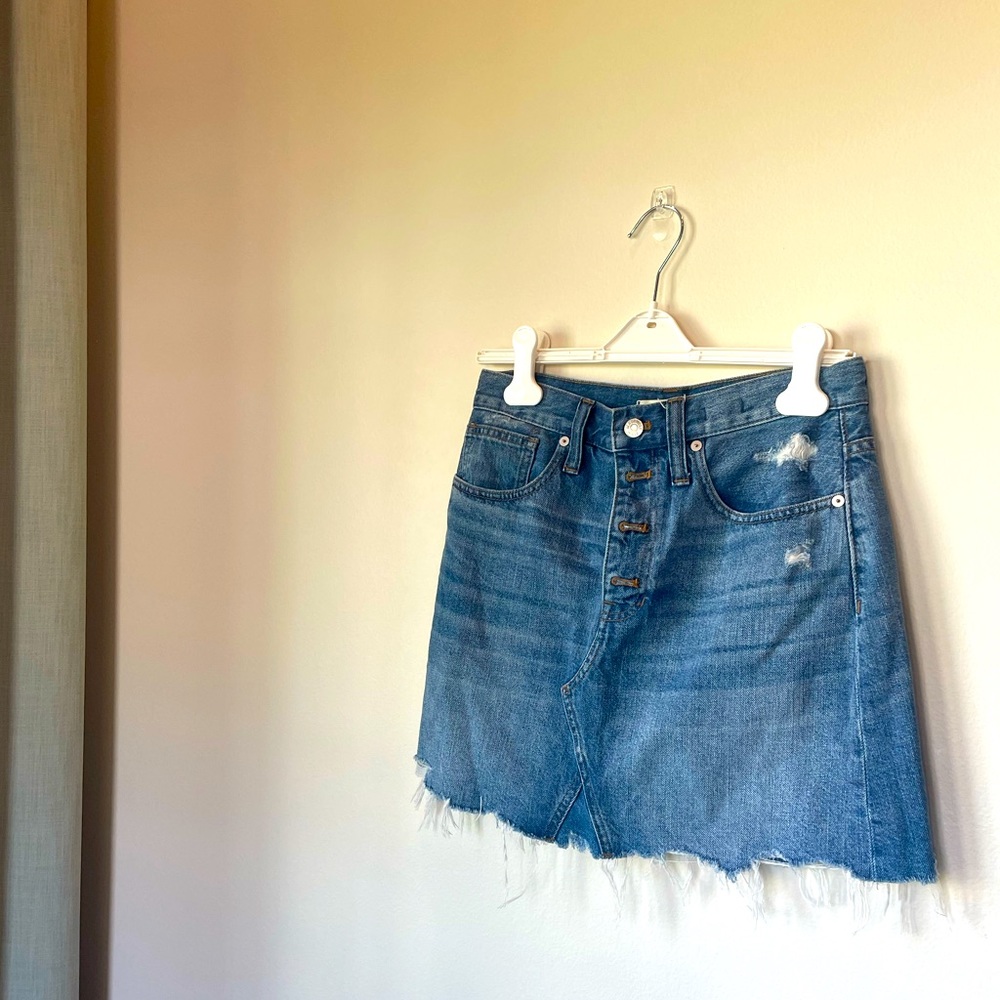 Madewell Raw Hem Denim A-Line Skirt - Size 27